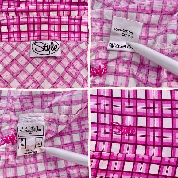 vtg plaid pink & white sleeveless crop top - Picture 4 of 4
